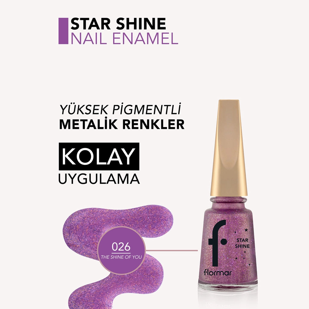 Flormar Star Shine Intensely Pigmented Metallic Look Nail Polish 026 The Shine Of You