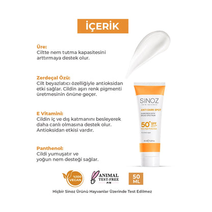 Sinoz SPF50+ Anti-Blemish Face Sunscreen 50 ml