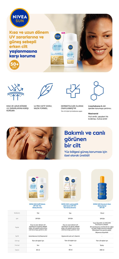 Nivea Sun Light Textured Sunscreen Face Cream 50SPF 40 ml
