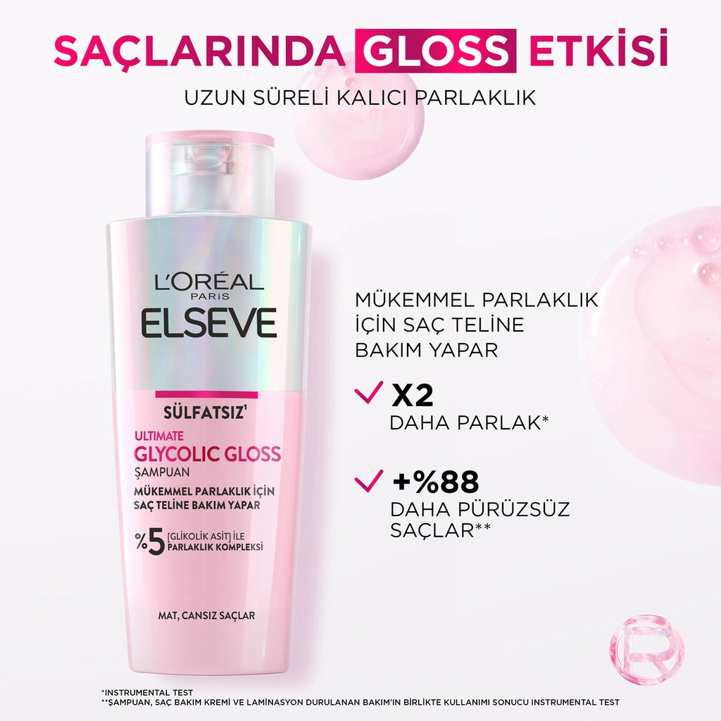Loreal Paris Elseve Ultimate Glycolic Gloss Conditioning Shampoo for Perfect Shine 200 ml