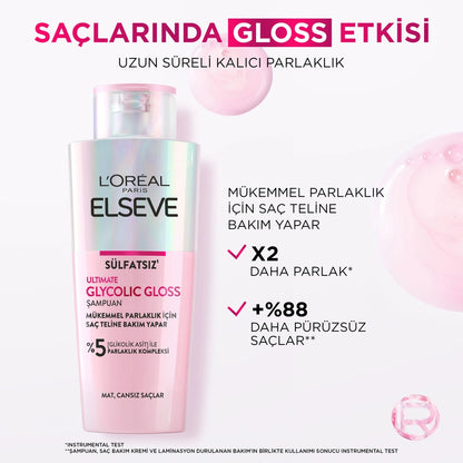 Loreal Paris Elseve Ultimate Glycolic Gloss Conditioning Shampoo for Perfect Shine 200 ml