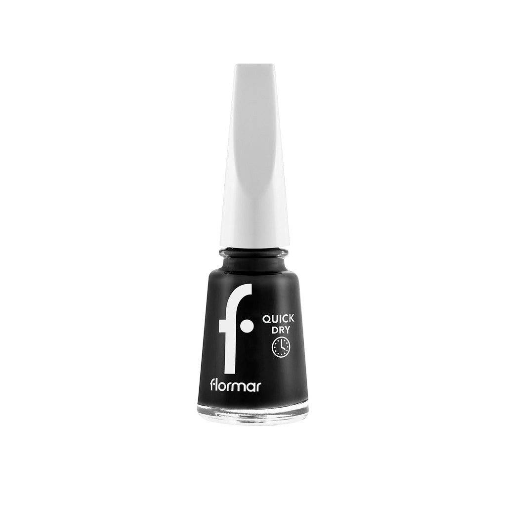 Flormar Quick Dry Fast Drying Intense Pigmented Nail Polish 010 Black Minimalism