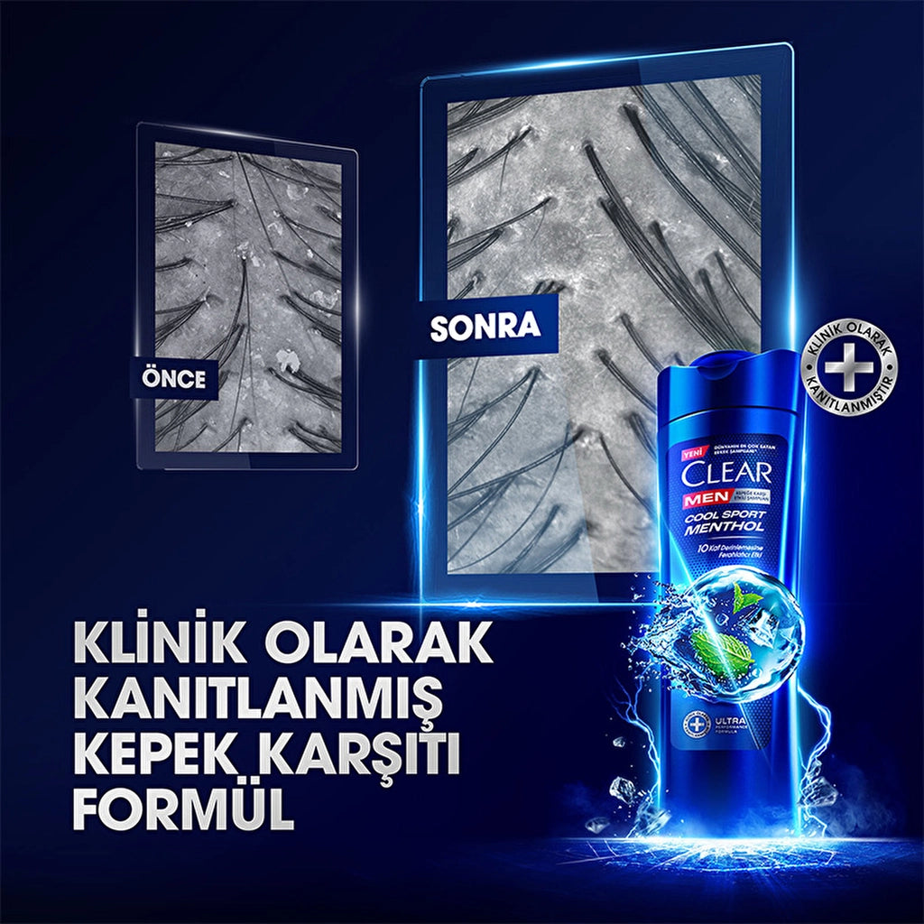 Clear Men Anti-Dandruff Shampoo Cool Sport Menthol 350 ml + 180 ml