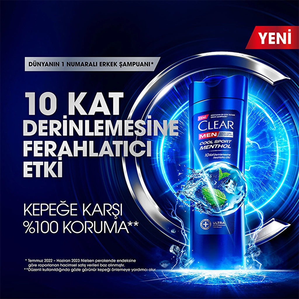 Clear Men Anti-Dandruff Shampoo Cool Sport Menthol 350 ml + 180 ml