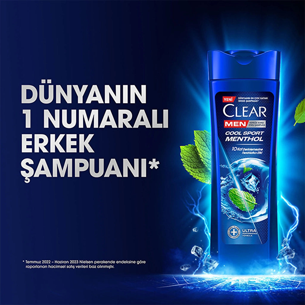 Clear Men Anti-Dandruff Shampoo Cool Sport Menthol 350 ml + 180 ml