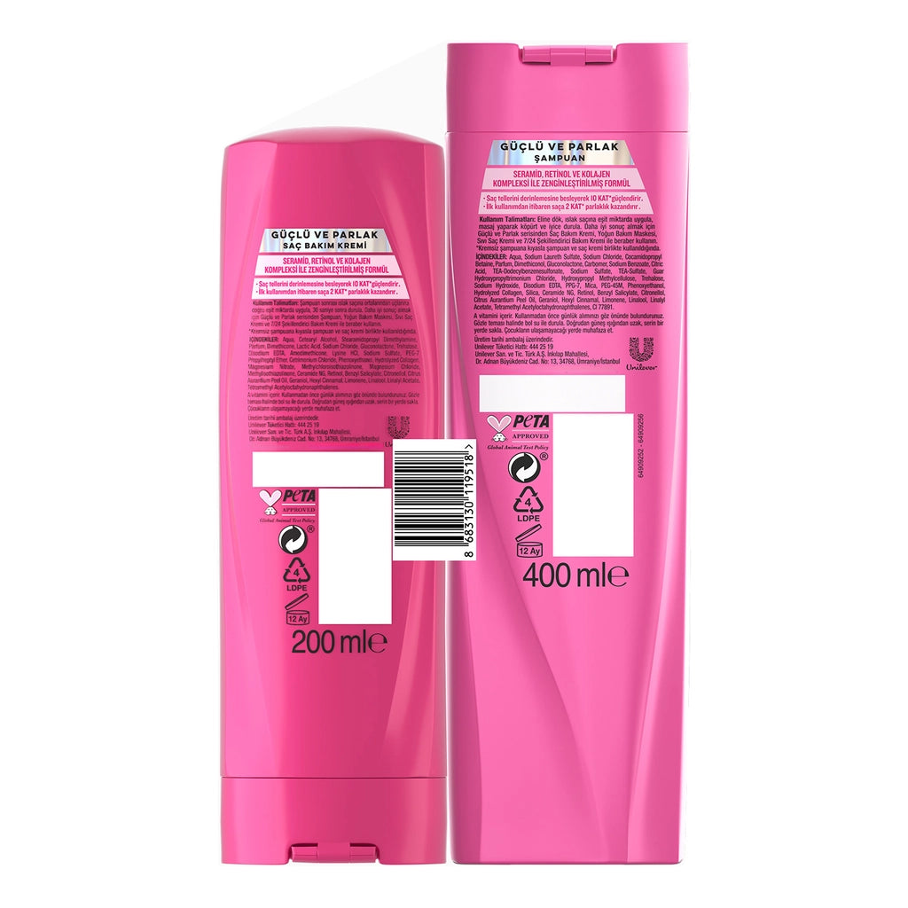 Elidor Strong and Shiny Shampoo 400 ml + Serum Care Cream 200 ml