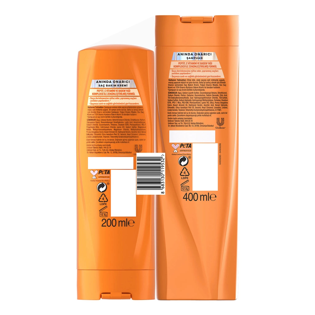 Elidor Instant Repair Care Shampoo 400 ml + Serum Care Cream 200 ml