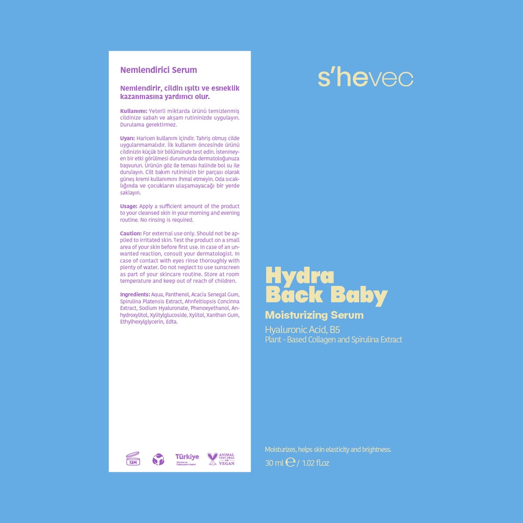 She Vec Hydra Back Baby Intensive Moisturizing, Plumping and Revitalizing Face Serum 30 ml