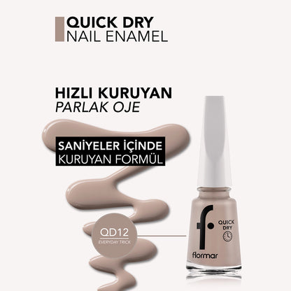 Flormar Quick Dry Fast Drying Intense Pigmented Nail Polish 012 Everyday Trick New