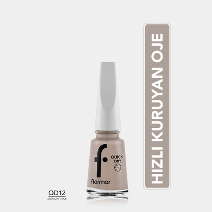 Flormar Quick Dry Fast Drying Intense Pigmented Nail Polish 012 Everyday Trick New