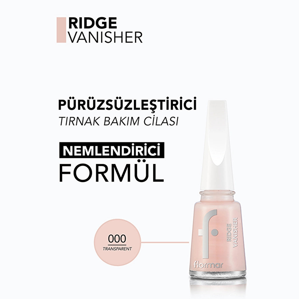 Flormar Ridge Vanisher Smooth Nail Polish Base 000 Transparent