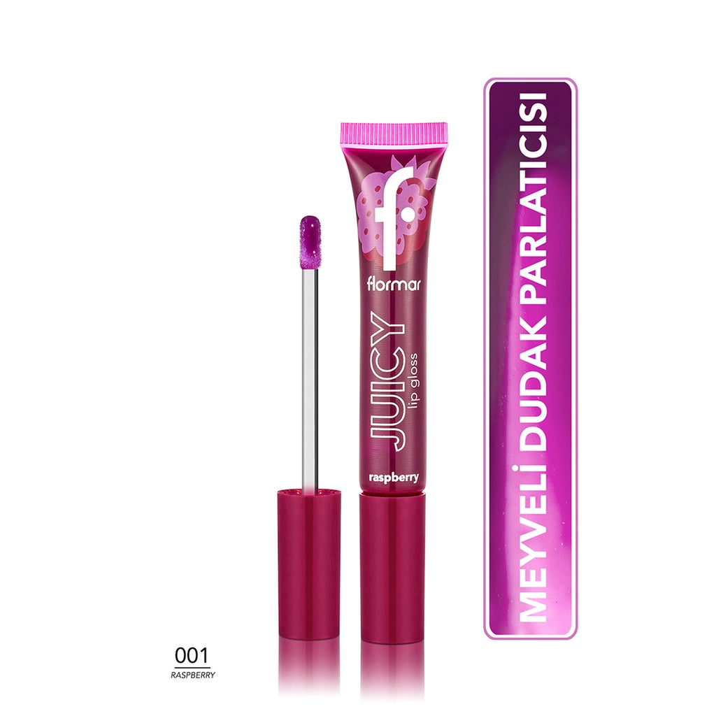 Flormar Juicy Natural Color-Providing Fruit Flavored Moisturizing Lip Gloss 001 Raspberry