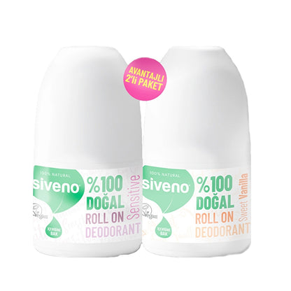Siveno 100% Natural Roll-on Deodorant 2 x 40 ml (Sensitive + Sweet Vanilla)