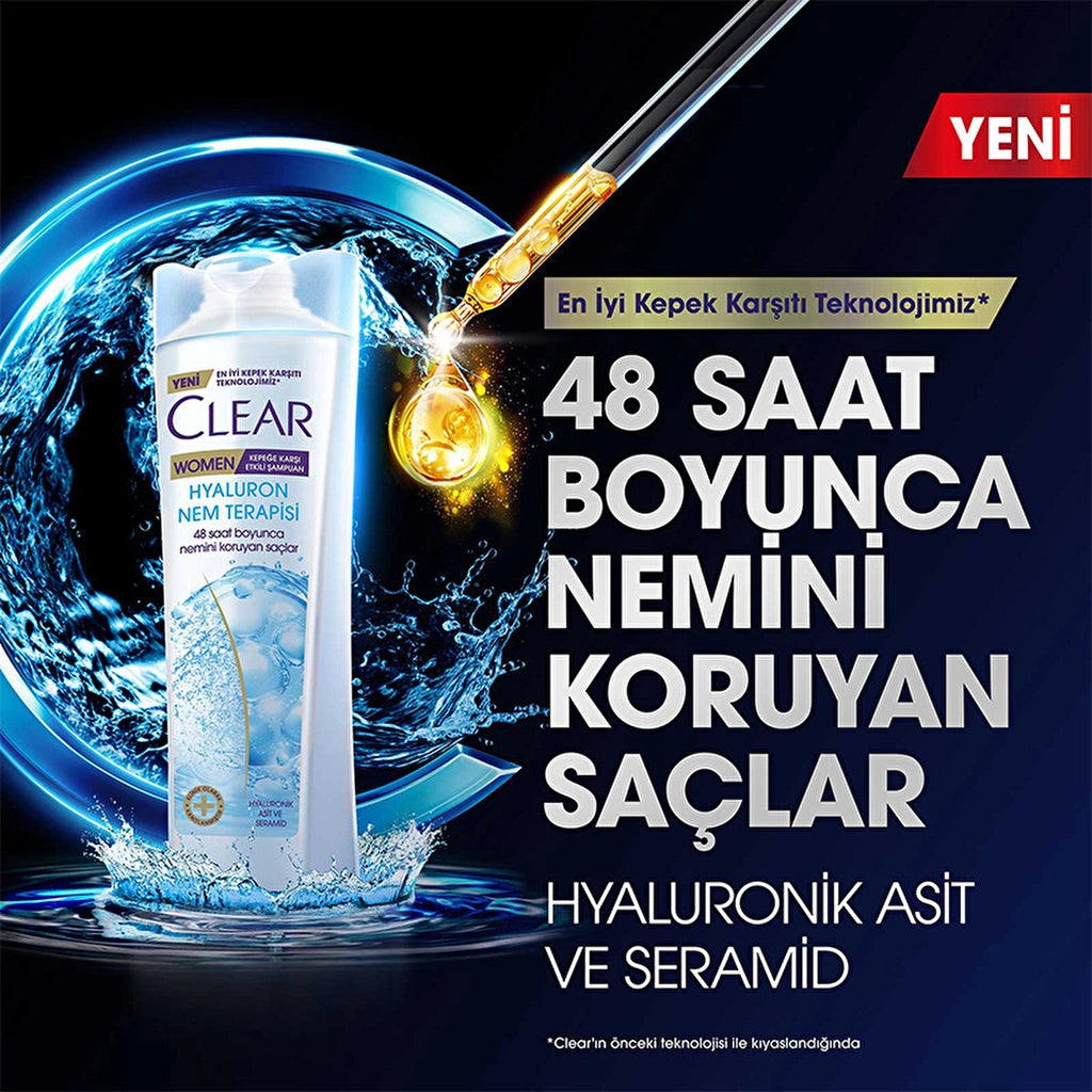Clear Women Effective Hair Care Shampoo Against Dandruff Hyaluron Moisture Therapy 350 ml