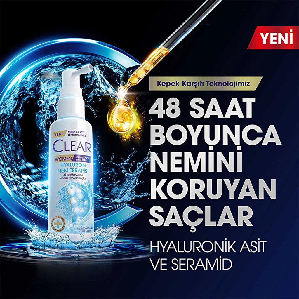 Clear Women Effective Hair Care Serum Against Dandruff Hyaluron Moisture Therapy 90 ml
