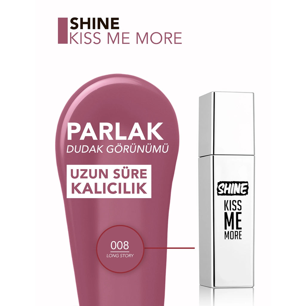 Flormar Shine Kiss Me More Long Lasting &amp; Shiny Finish Liquid Lipstick 008 Long Story