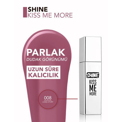 Flormar Shine Kiss Me More Long Lasting &amp; Shiny Finish Liquid Lipstick 008 Long Story