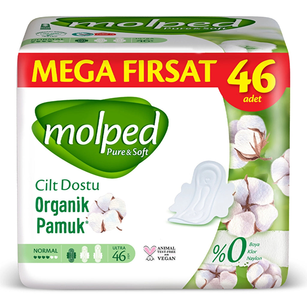 Molped Pure &amp; Soft Mega Pack Normal Hygienic Pads 46 Pcs