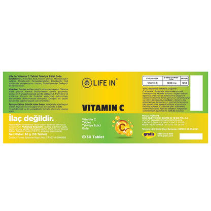 Life In Food Supplement Containing Vitamin C 30 Tablets