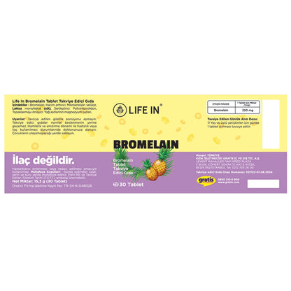 Life In Bromelain Food Supplement 30 Tablets 250mg