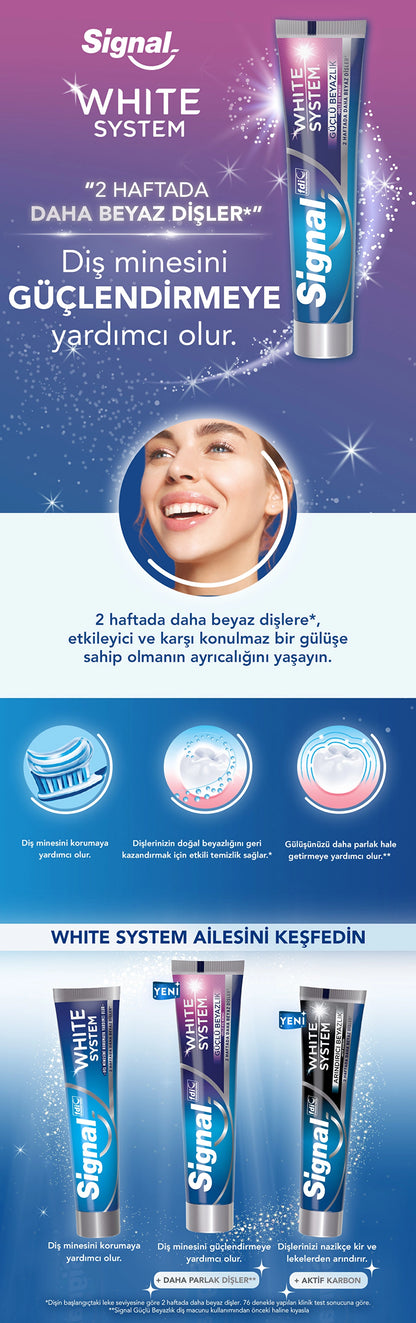 Signal White System Toothpaste Strong Whiteness Strong Tooth Enamel 75 ml x 2
