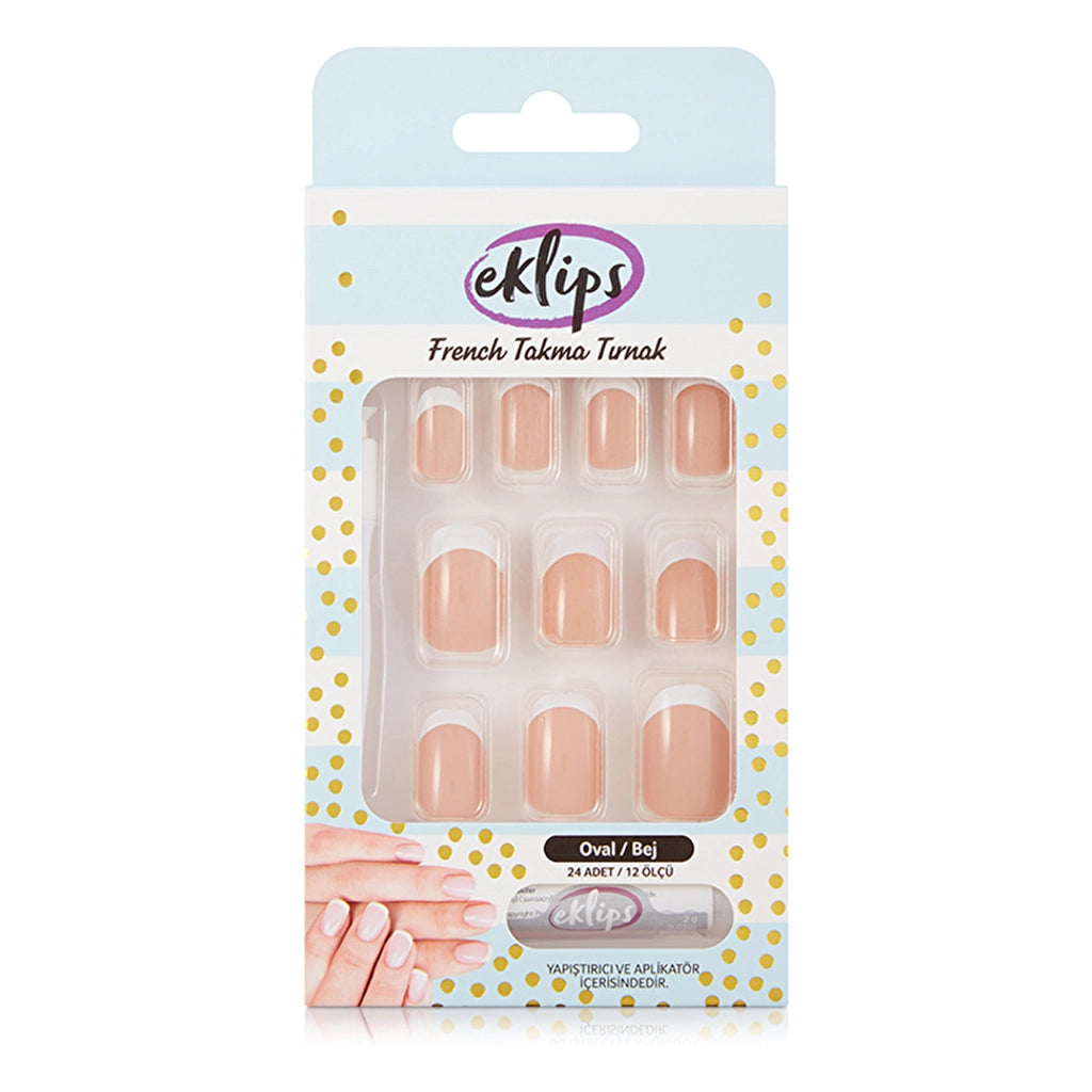 Eklips False Nails French Beige Oval 24-Piece