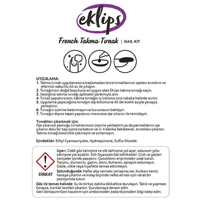Eklips Fake Nails French Beige Blunt 24-pack
