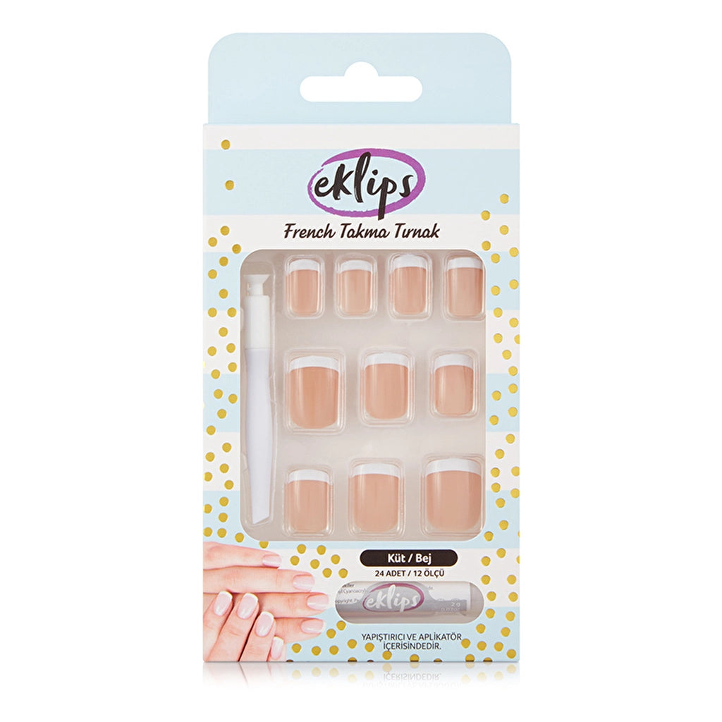 Eklips Fake Nails French Beige Blunt 24-pack