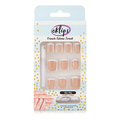 Eklips Fake Nails French Beige Blunt 24-pack