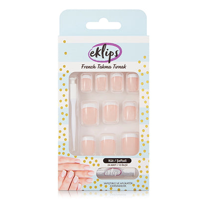 Eklips False Nails French Peach Blunt 24-Piece