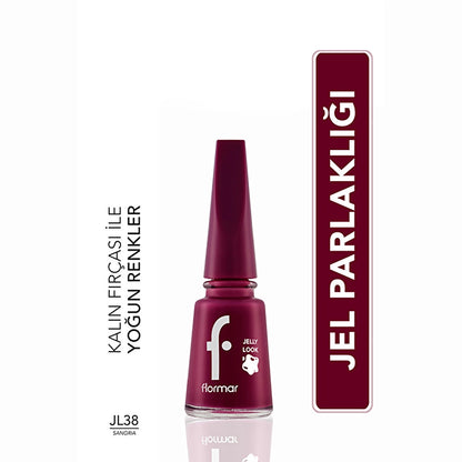 Flormar Jelly Look Intensely Pigmented and Gel Look Nail Polish JL38 Sangria