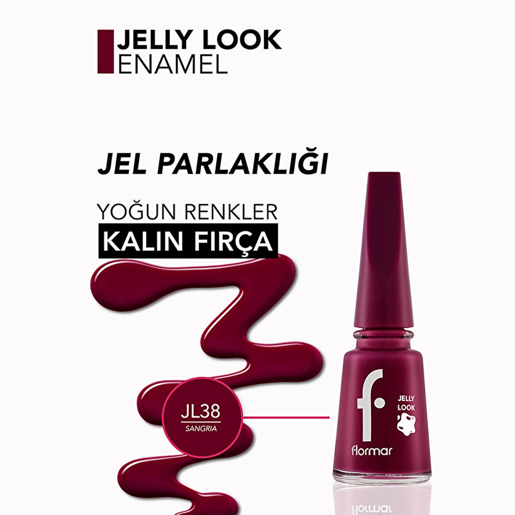 Flormar Jelly Look Intensely Pigmented and Gel Look Nail Polish JL38 Sangria