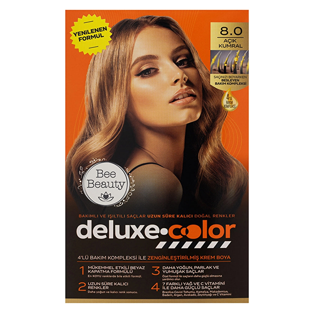Bee Beauty Deluxe Color Kit Hair Dye 8.0 Light Brunette