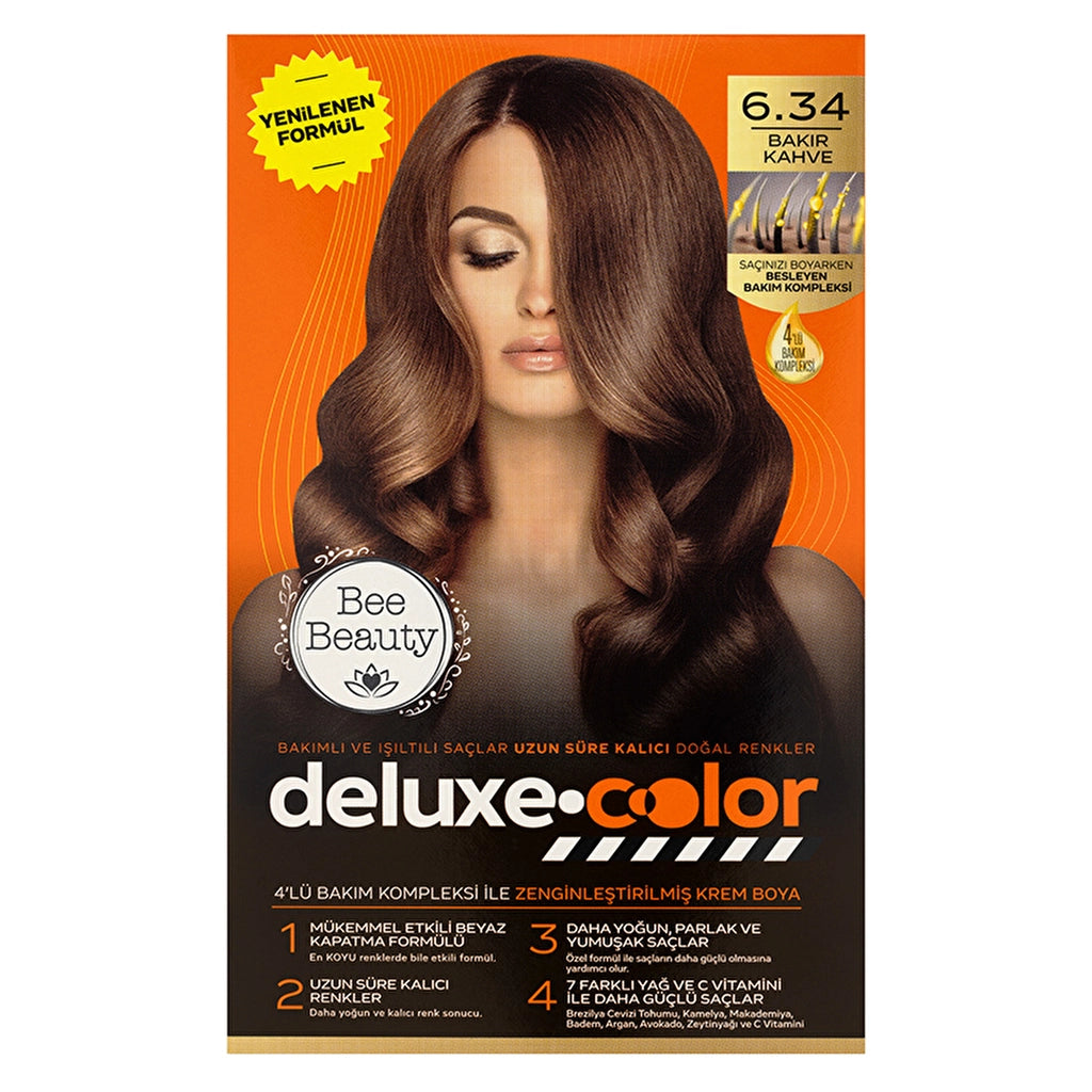 Bee Beauty Deluxe Color Kit Hair Dye 6.34 Copper Brown