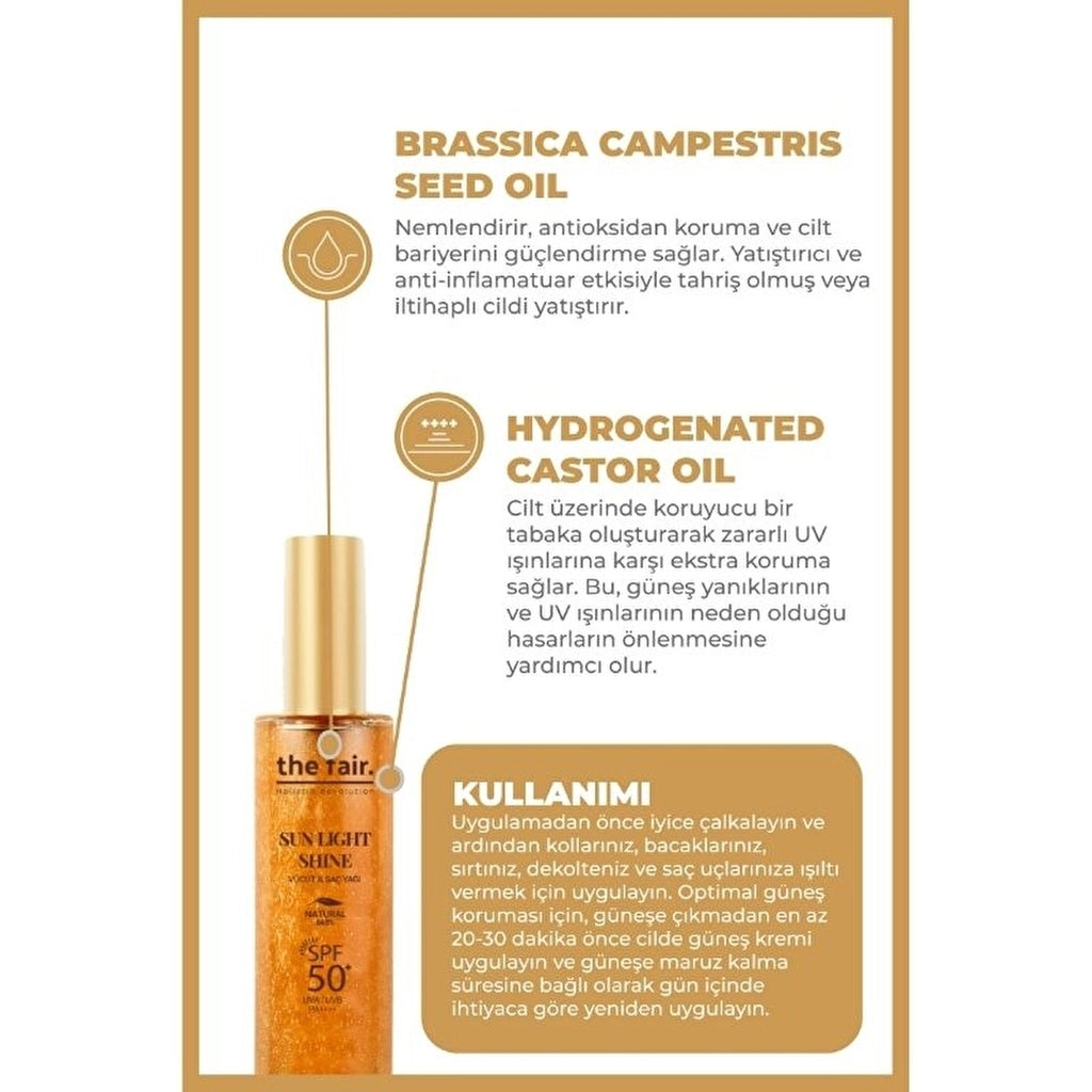 the fair. Sun Light Shine SPF50/PA Shimmering Sunscreen Body and Hair Oil 30 ml