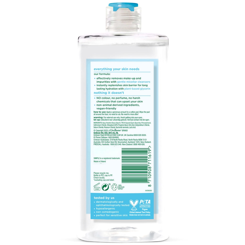 Simple Water Boost Micellar Makeup Cleansing Water 400 ml