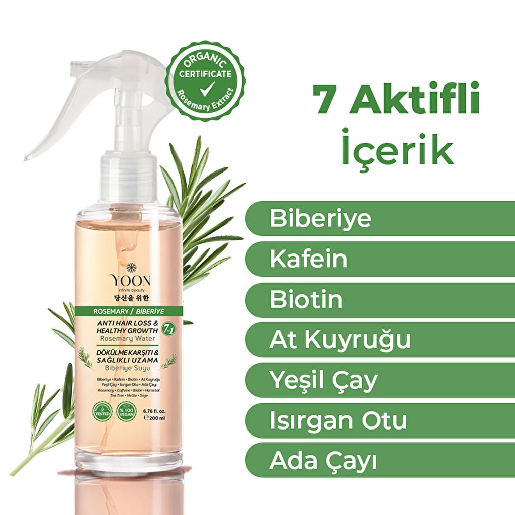 Yoon Anti-Hair Loss, Helps Fast Hair Growth, 7-Active Rosemary Hair Care Water 200 ml