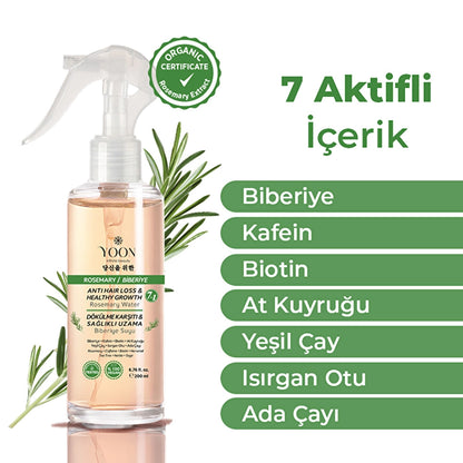 Yoon Anti-Hair Loss, Helps Fast Hair Growth, 7-Active Rosemary Hair Care Water 200 ml