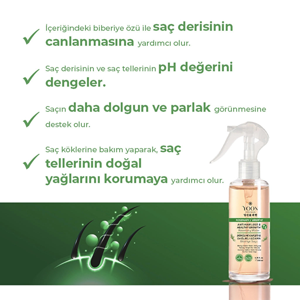 Yoon Anti-Hair Loss, Helps Fast Hair Growth, 7-Active Rosemary Hair Care Water 200 ml