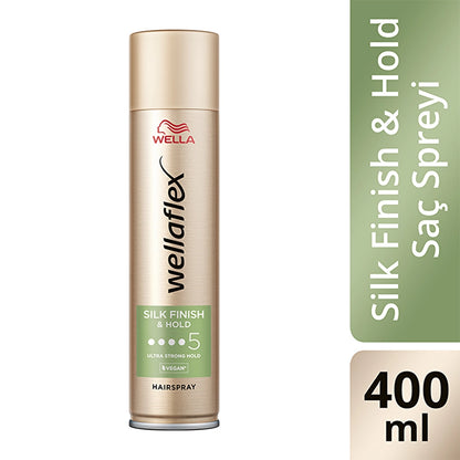 Wella Wellaflex Silk Finish &amp; Hold Hair Spray Providing Silky Finish and Hold Ultra Strong Hold 400 ml - 5/5 Hold