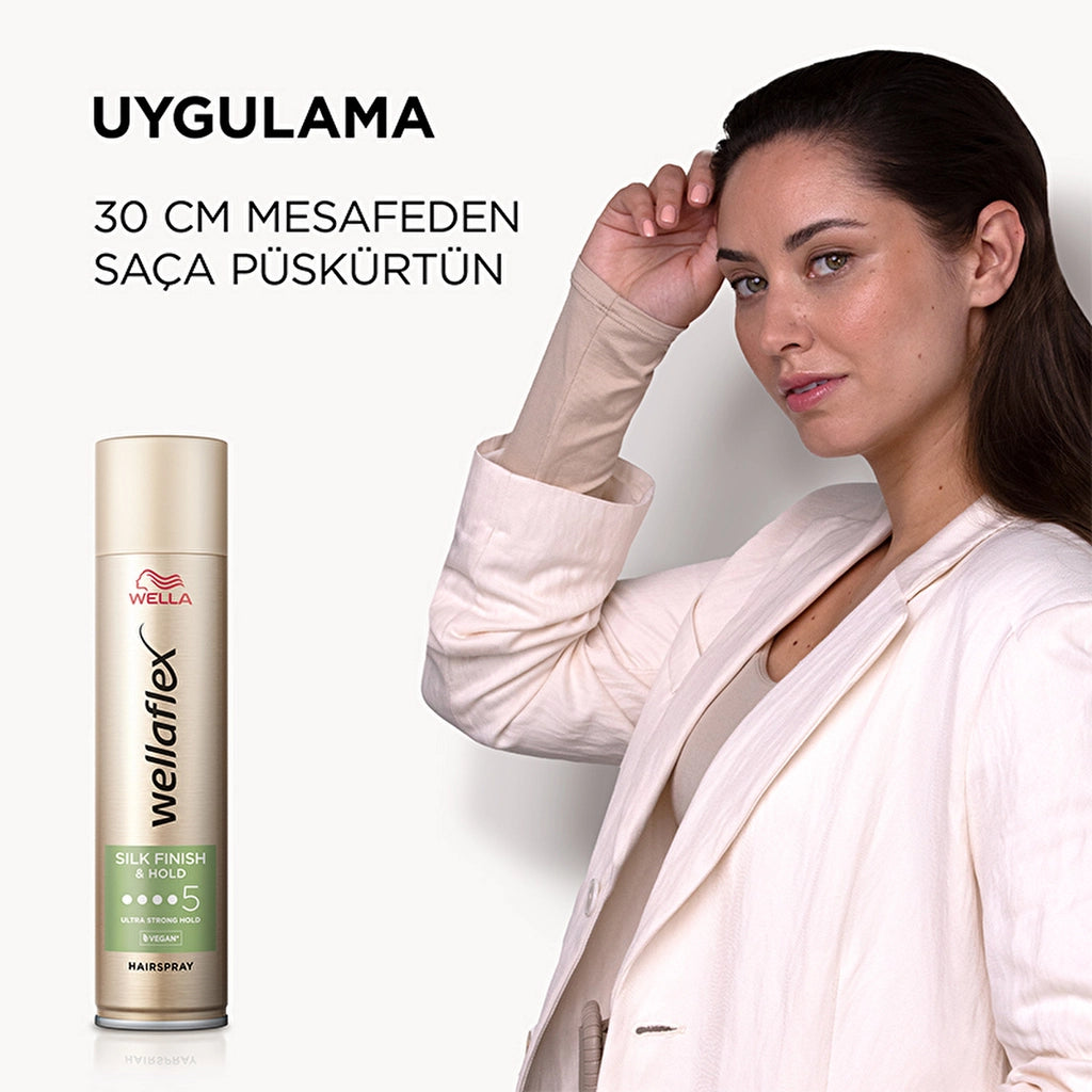Wella Wellaflex Silk Finish &amp; Hold Hair Spray Providing Silky Finish and Hold Ultra Strong Hold 400 ml - 5/5 Hold
