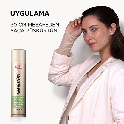 Wella Wellaflex Silk Finish &amp; Hold Hair Spray Providing Silky Finish and Hold Ultra Strong Hold 400 ml - 5/5 Hold