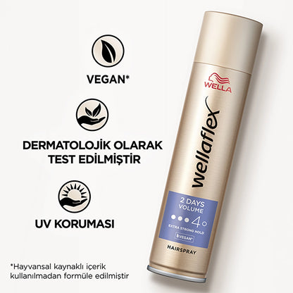 Wella Wellaflex 2 Days Volume Volumizing Hair Spray for 2 Days Extra Strong Hold 400 ml - 4/5 Hold