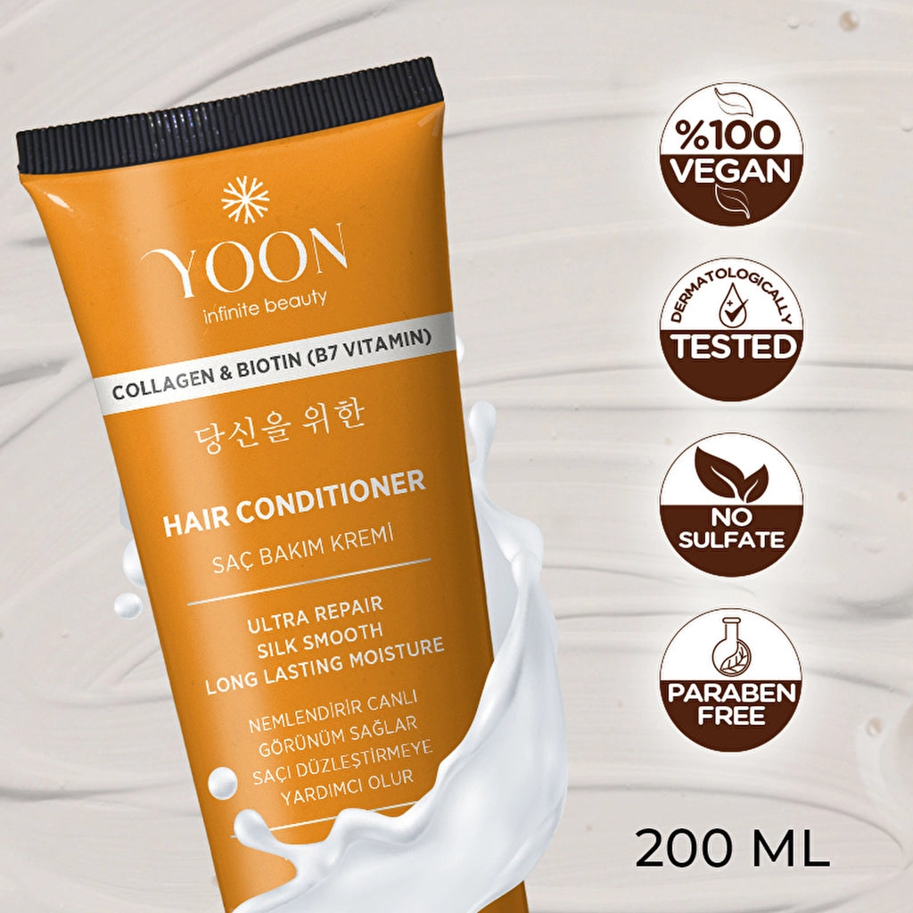 Yoon Moisturizing, Nourishing and Repairing Vegan Hair Care Cream with Biotin B7 &amp; Collagen 200 ml