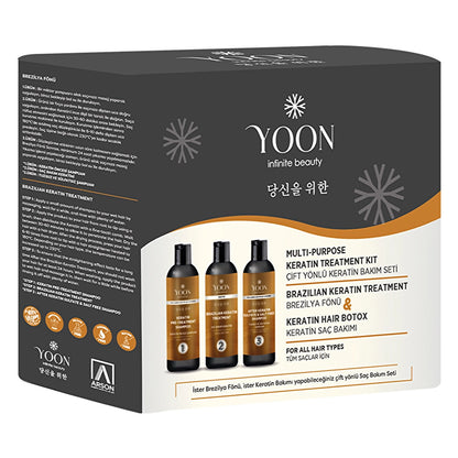 Yoon Brazilian Blow Dry Hair Straightening &amp; Keratin Botox Strengthening and Nourishing Home Keratin Care Set (3 x 100 ml)