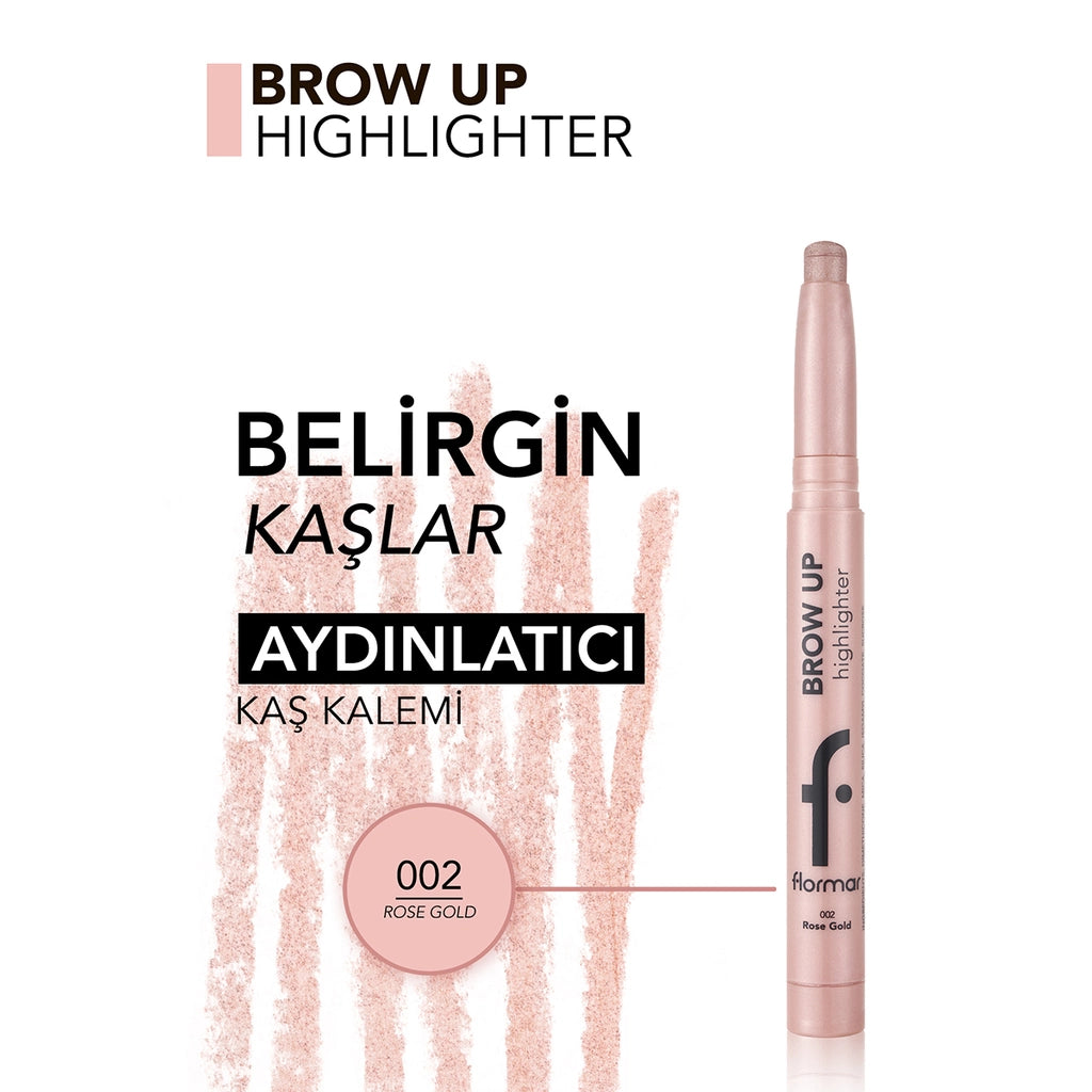 Flormar Brow Up Soft Texture &amp; Intense Shine Lift Under-Brow Lightening Pencil 002 Rose Gold