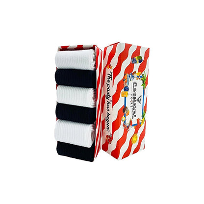 Carnaval Socks Box of 6 Black and White Socks