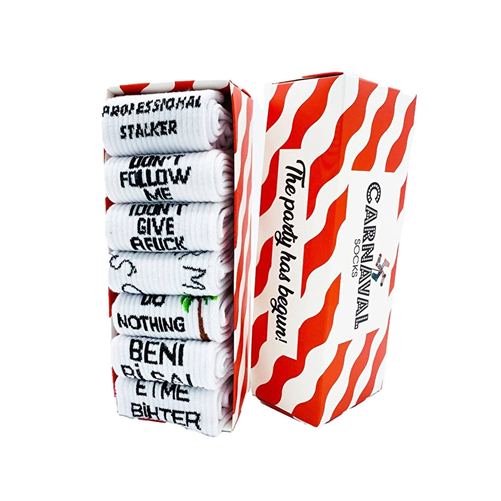 Carnaval Socks Set of 7 Slogan Design Socks