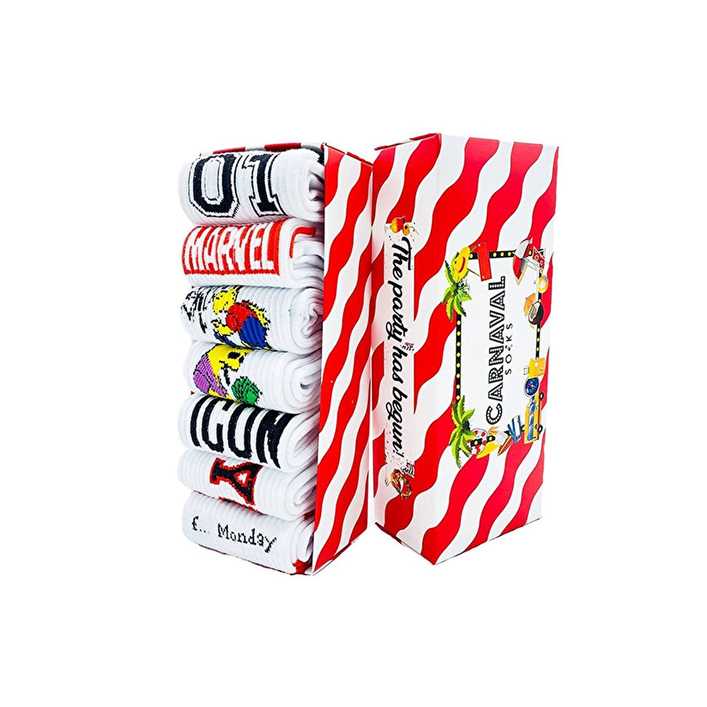Carnaval Socks Set of 7 Slogan Designed Socks