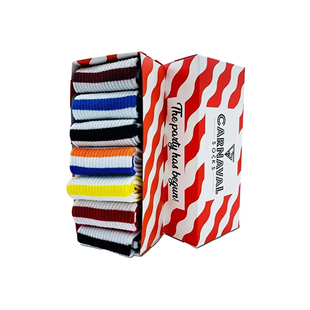 Carnaval Socks Set of 7 Circle Patterned Colorful Socks
